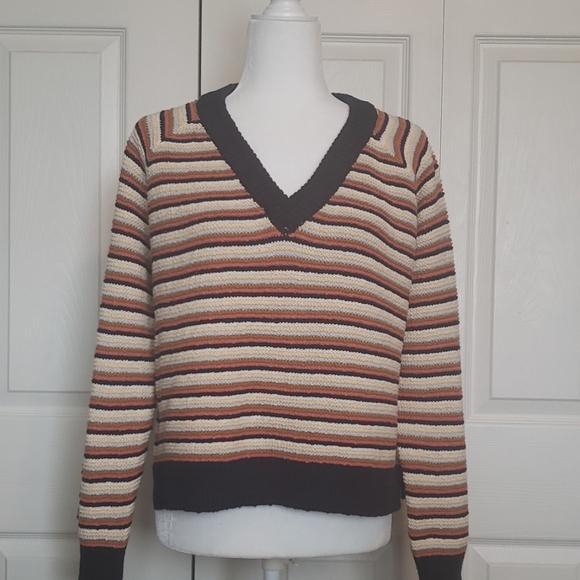 Madewell Sweaters - Madewell Arden Striped V-Neck Pullover Sweater